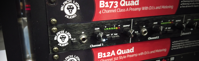Black Lion Audio's B12A QUAD and B173 QUAD 4-channel preamp models, on show at NAMM 2019 in Anaheim California