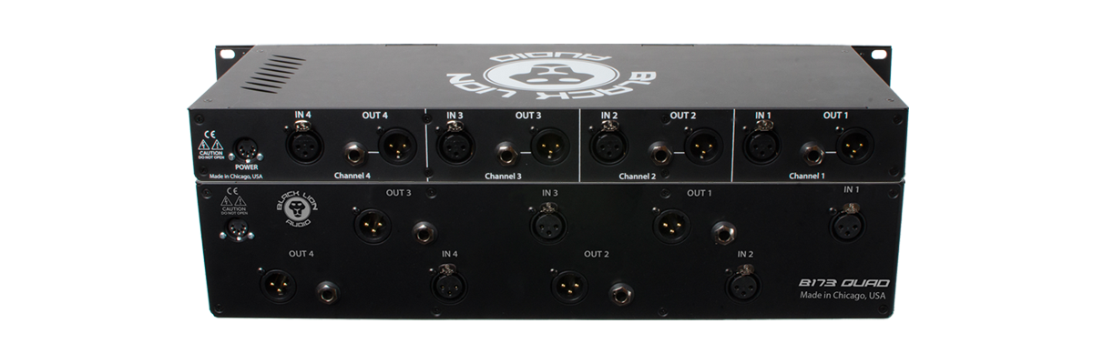 Black Lion Audio B12A Quad and B173 Quad preamp rear panels