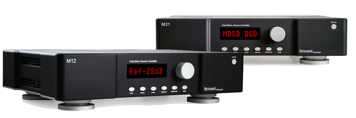 Bricasti M12 source controller and M21 dual mono preamp, both armed with DA conversion capabilities