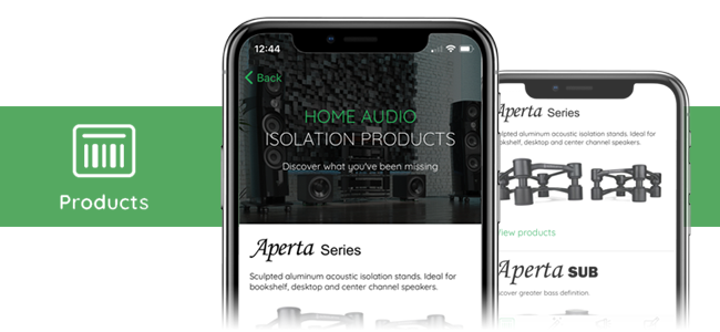 IsoAcoustics' mobile app product catalogue
