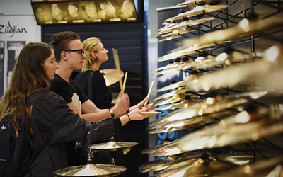 London Drum Show cymbal display booths