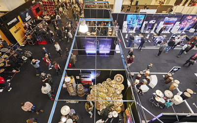 Overhead booth shot from London Drum Show 2016