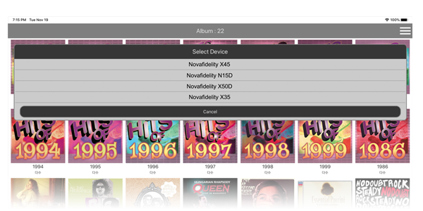 MusicX NEO Novafidelity device selection on iOS