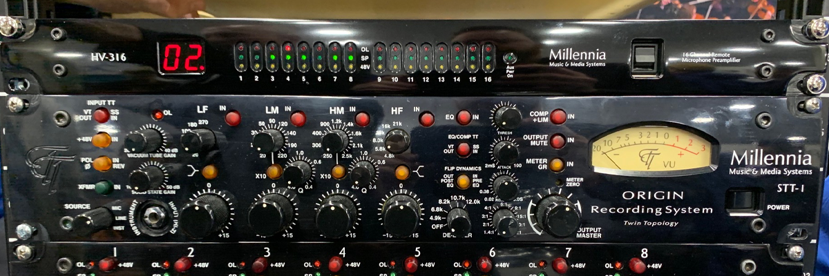 Millennia's HV316 16 channel preamp on display at NAMM 2020
