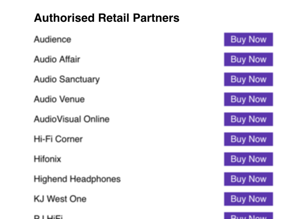 SCV authorised retail partner links - available on almost all product pages