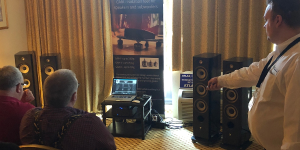 IsoAcoustics A/B demo featuring Focal Aria floorstanding speakers, powered this year by Micromega