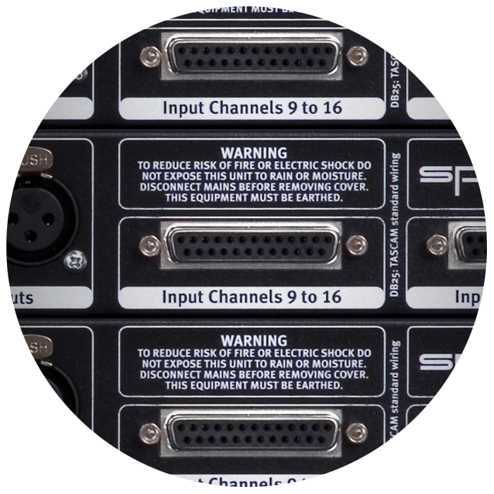 Rear DB25 ports of SPL's MixDream XP