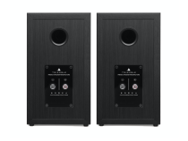 Rear view of BR02 Black Ash bookshelf speakers